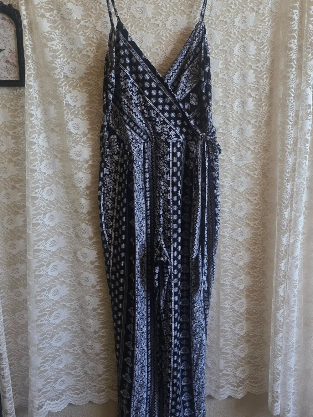Derek <3 Heart Pants Jumpsuit - Bandana Print Romper - Pants Jumper - Black